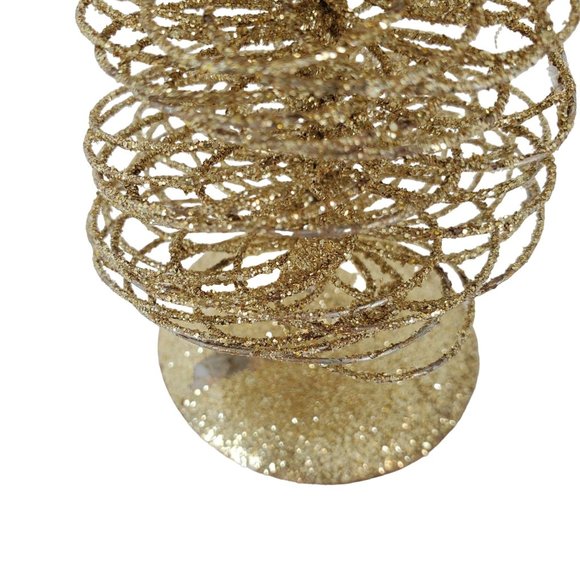 Xmas Gold Tone Wire Metal Christmas Tree Decoration Holiday Display Décor Glitte - Picture 5 of 5